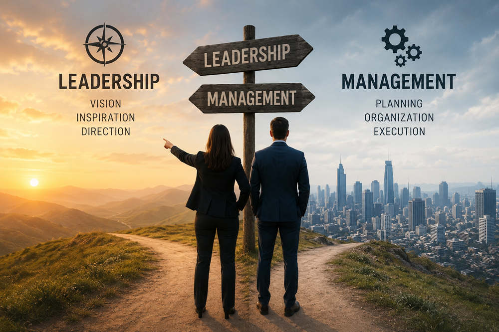 Leadership vs management