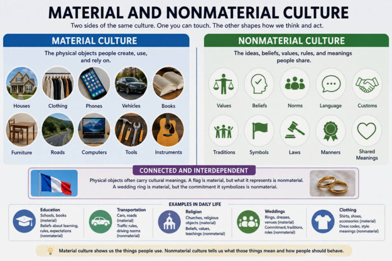 Differentiate between material and nonmaterial culture