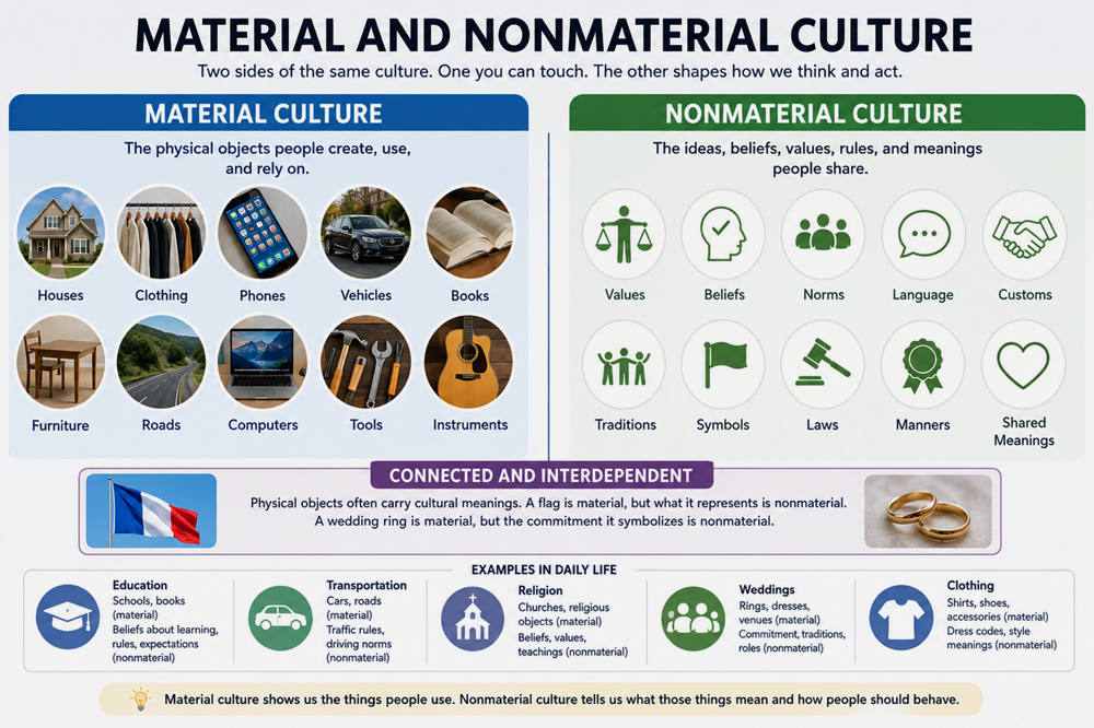 Differentiate between material and nonmaterial culture