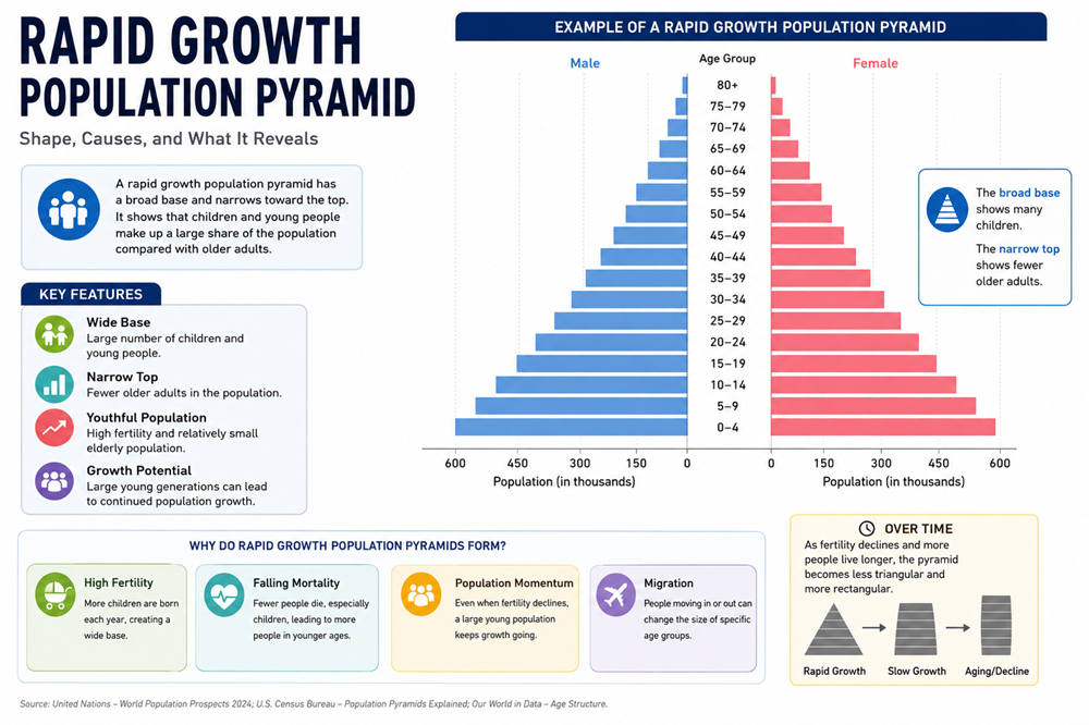 Rapid growth population pyramid