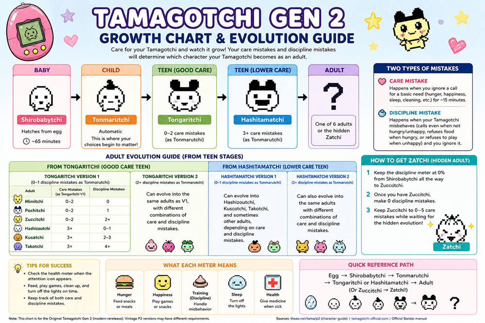 Tamagotchi gen 2 growth chart