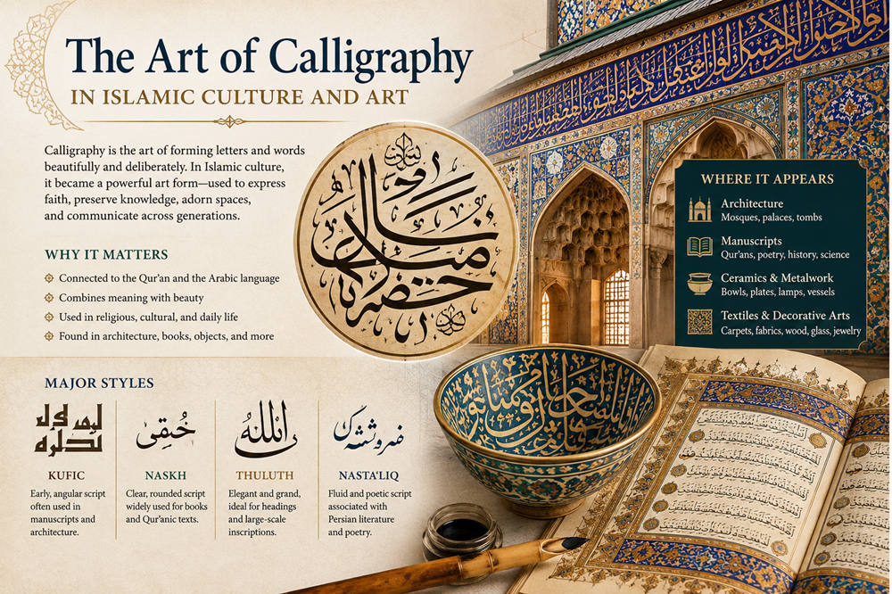 What is calligraphy and what role does it play in islamic culture and art