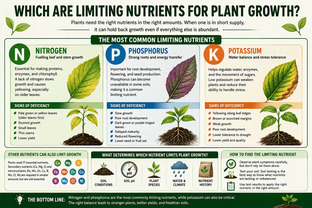 Which are limiting nutrients for plant growth