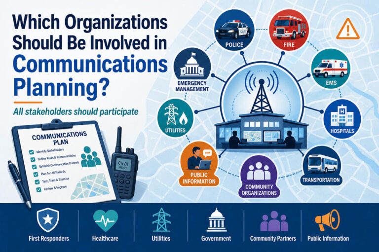 Which organizations should be involved in communications planning